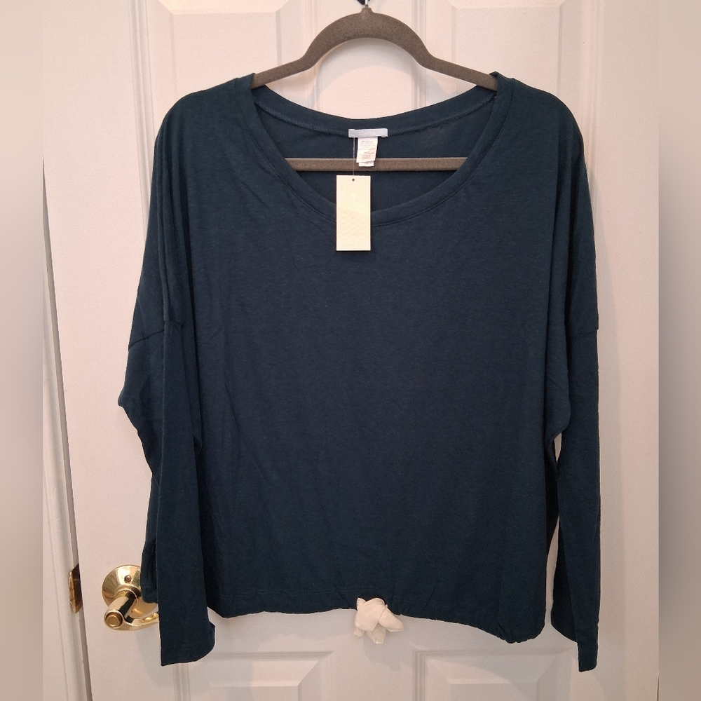 Eberjey Deep Blue Long Sleeve Slouchy Top